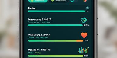 Mobile dating sim interface showing character stats and relationship progress bars